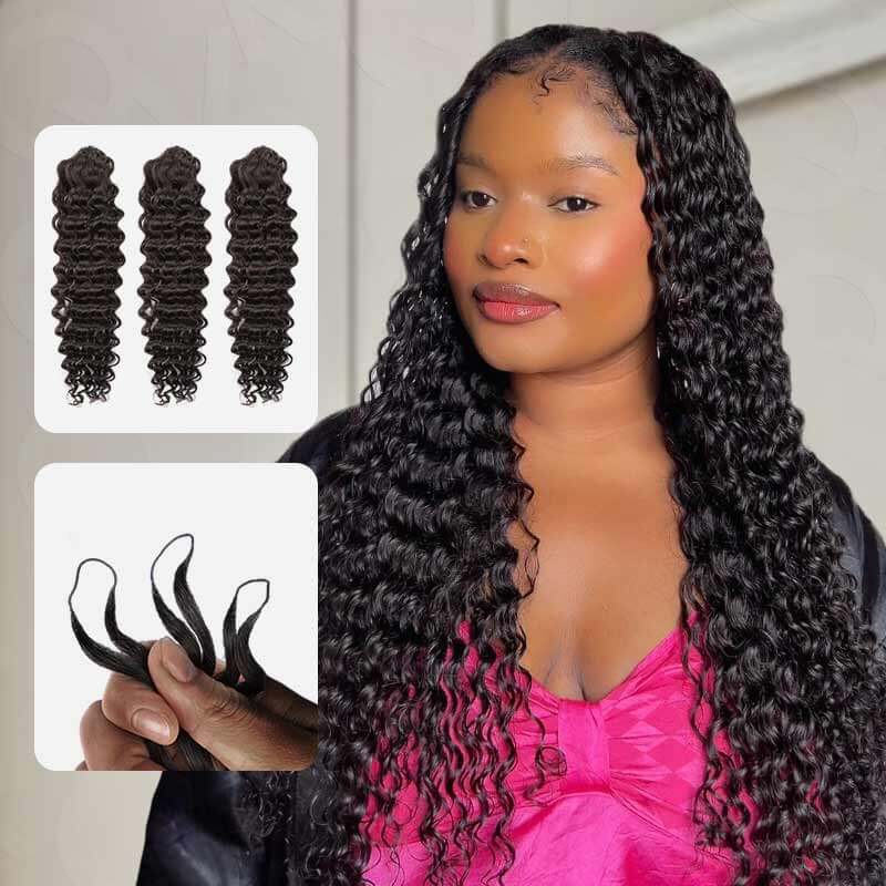 Tinhao Hair Soft Kinky Curly Feather Crochet Braid Natural Black Wavy Human Hair Extensions