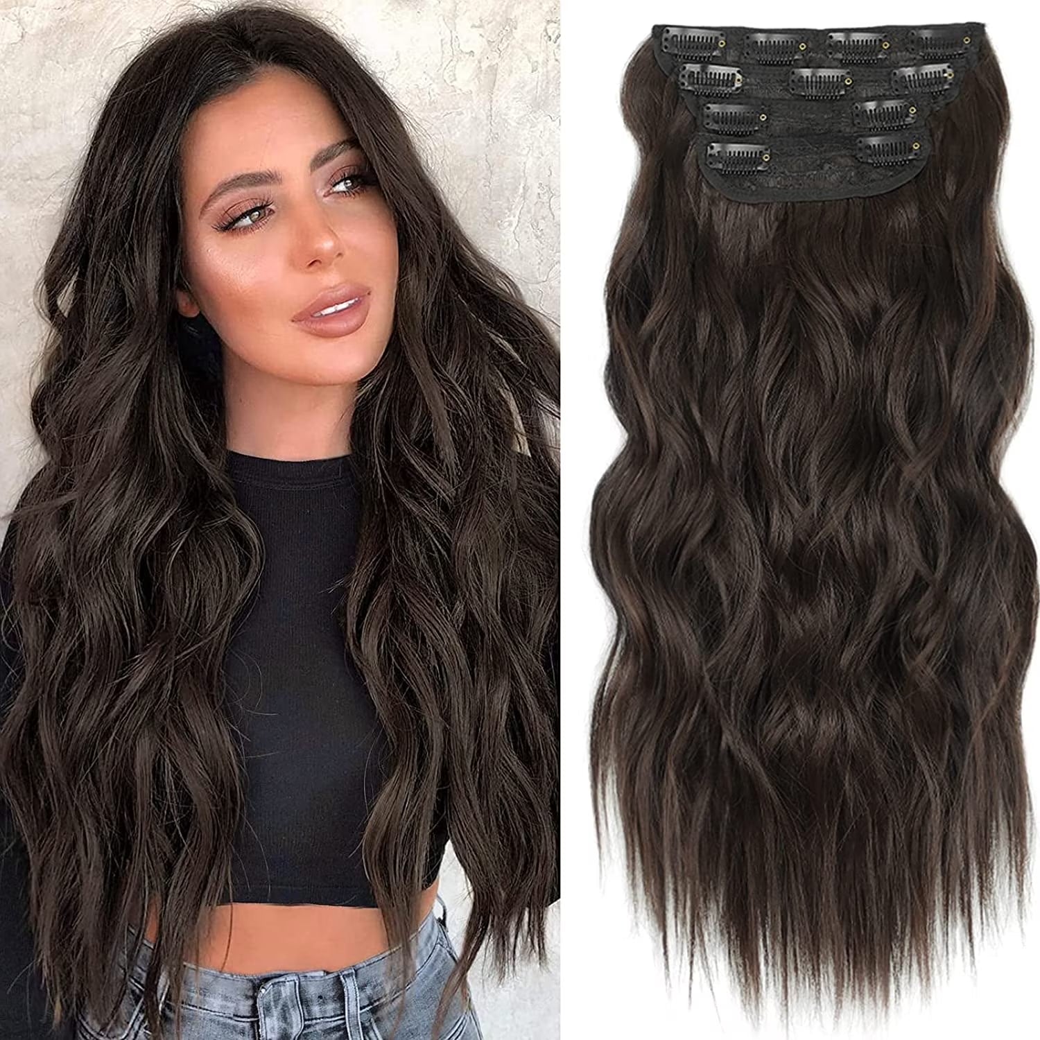 Tinhao Hair 10A Grade Straight Clip In Human Hair Extensions Natural Color Remy Hair Full Head Set