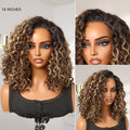 Tinhao Hair 13x4 Pre-Everything Lace Frontal Brown With Honey Blonde Face-Framing Highlights Wavy Bob Glueless Drawstring Wig Workout Friendly Secure Fit